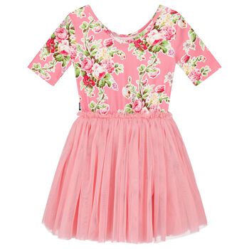 Girls Pink Floral Tulle Dress