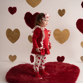 Baby Girls Red Heart Leggings Set