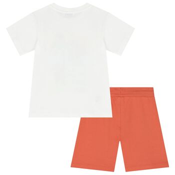 Boys White & Red Palm Tree Shorts Set