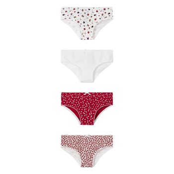 Girls Red & White Briefs (4 Pack)