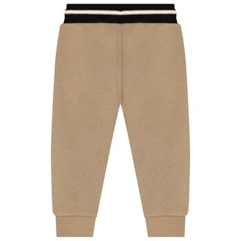 Younger Boys Beige Logo Joggers