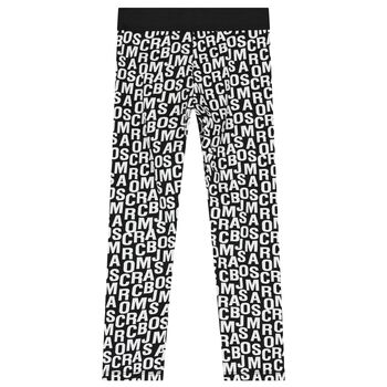 Girls Black & White Logo Leggings