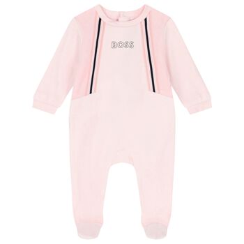 Baby Girls Pink Logo Babygrow