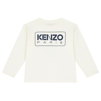 White Logo Long Sleeve Top