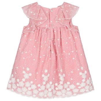 Younger Girls Pink Embroidered Dress