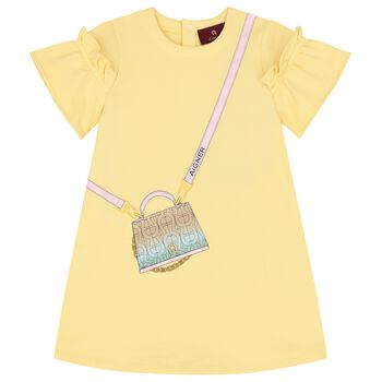 Younger Girls Yellow Bag Ruffle Dress