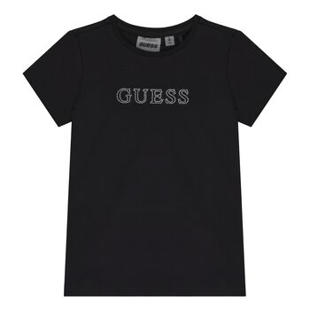 Girls Black Embellished Logo T-Shirt