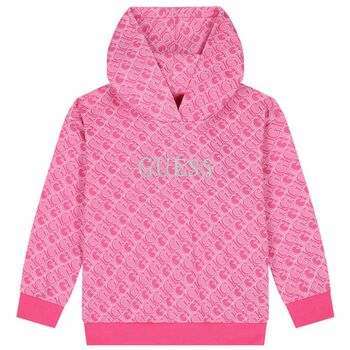 Girls Pink Logo Hooded Top