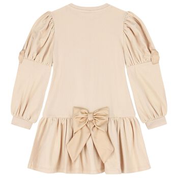 Girls Gold Logo Bow Dress