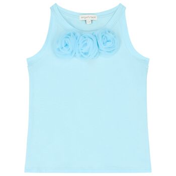 Girls Aqua Roses Top