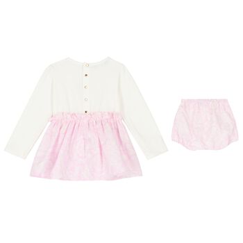 Baby Girls Ivory & Pink Medusa Logo Dress Set