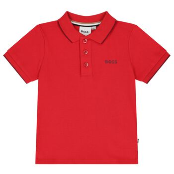 Younger Boys Red Logo Polo Shirt