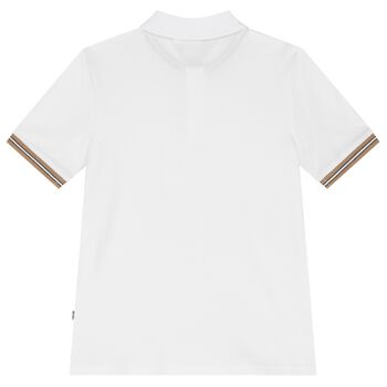 Boys White Logo Polo Shirt