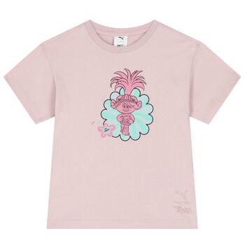 Girls Pink Trolls Logo T-Shirt