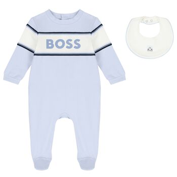 Baby Boys Blue Logo Babygrow Gift Set