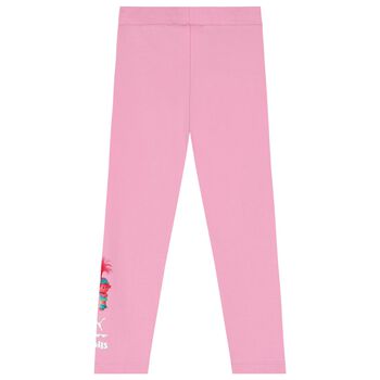 Girls Pink Trolls Logo Leggings