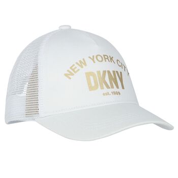 Girls White & Gold Logo Cap