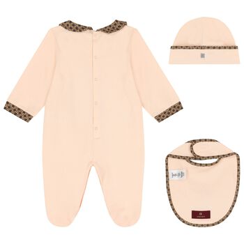 Baby Girls Pink Teddy Bear Logo Babygrow Set