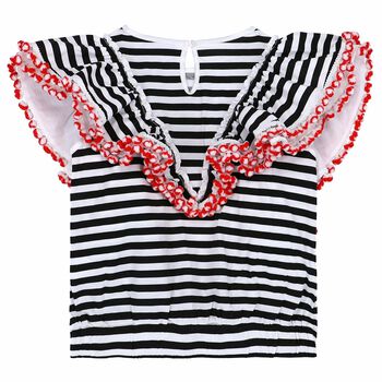 Girls Black Striped Top