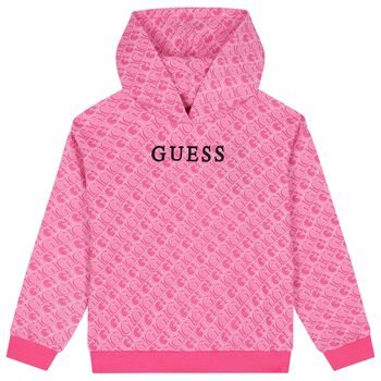 Girls Pink Logo Hooded Top