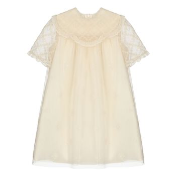 Younger Girls Ivory Floral Dress