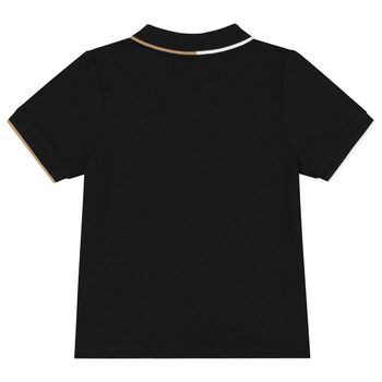 Younger Boys Black Logo Polo Shirt