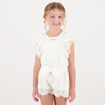 Girls White Ruffled Top