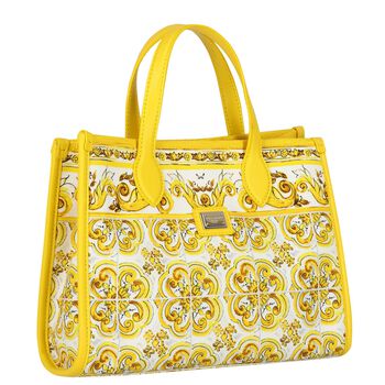 Girls White & Yellow Majolica Tote Bag