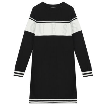 Girls Black Logo Knitted Sweatshirt Dress