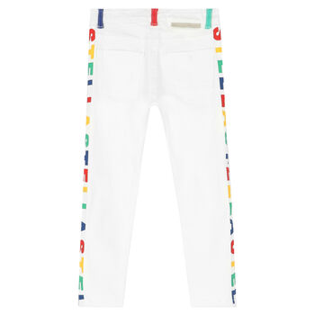 Girls White Logo Jeans