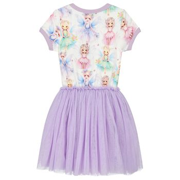 Girls Ivory & Purple Tulle Dress