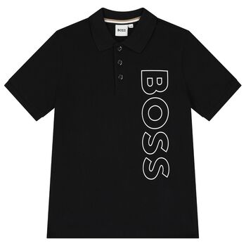 Boys Black Logo Polo Shirt