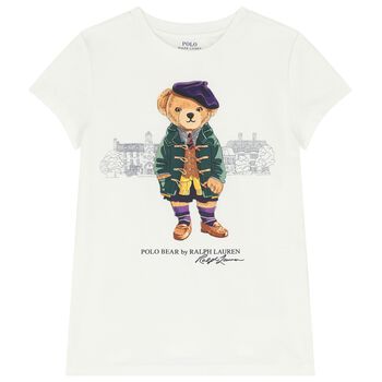 Girls White Polo Bear T-Shirt