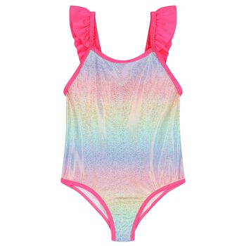 Girls Pink Ruffled Swimsuit