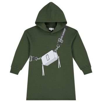 Girls Green Bag Hooded Dress