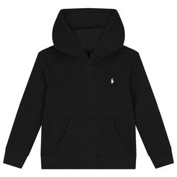 Boys Black Logo Hooded Top