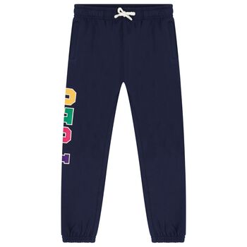 Girls Navy Blue Logo Joggers