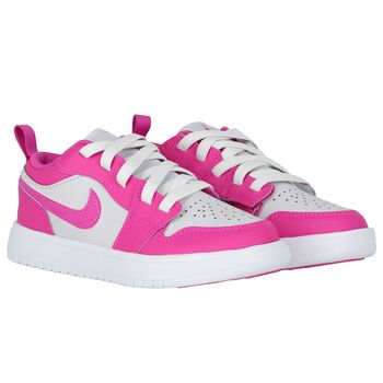 Girls White & Pink Air Jordan 1 Low Alt Trainers