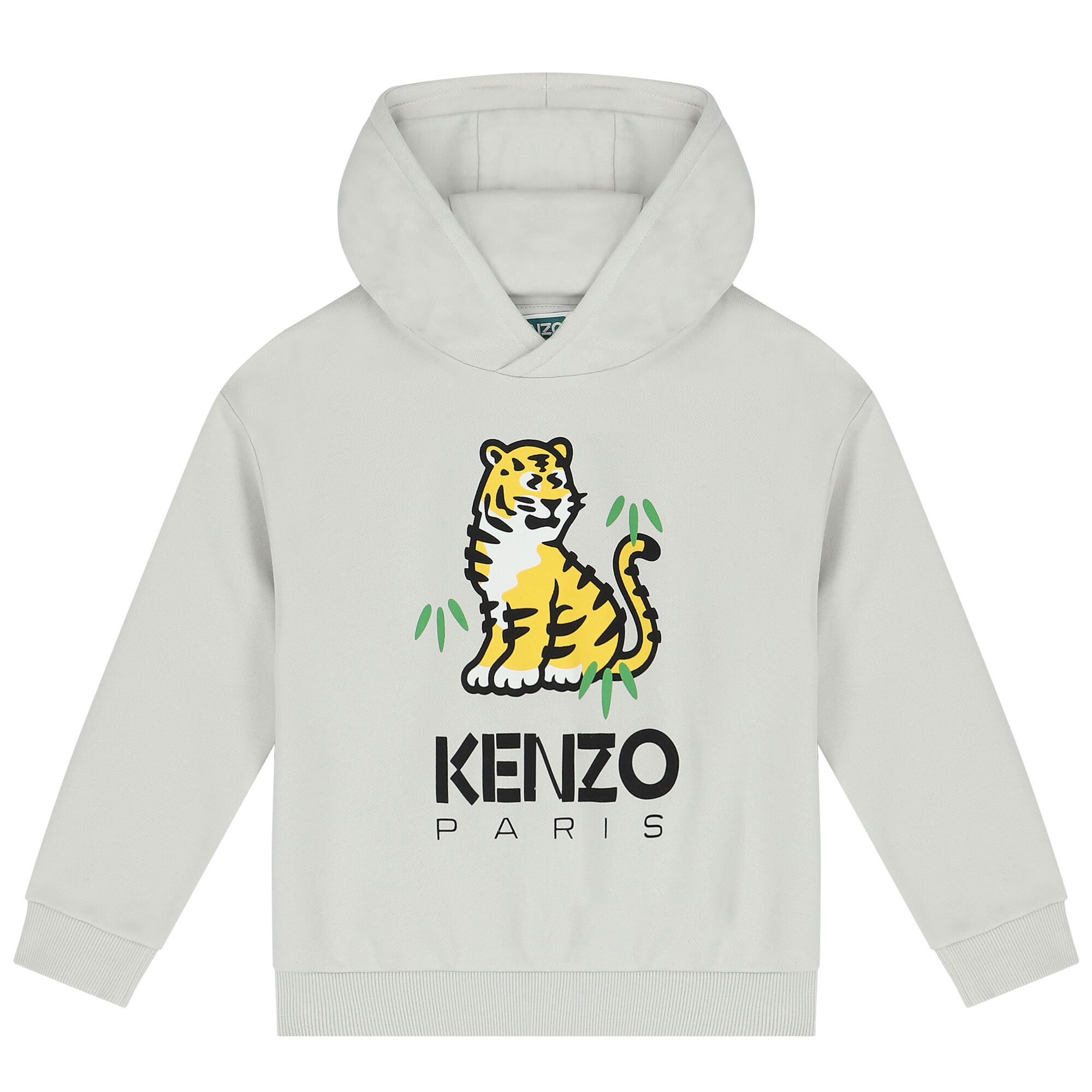 KENZO KIDS Boys Grey Tiger Logo Hooded Top | Junior Couture UK