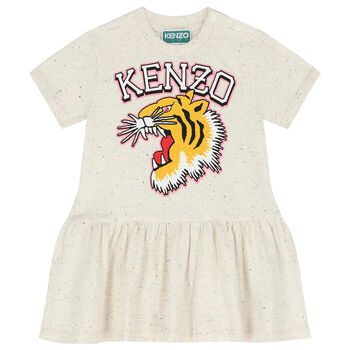 Younger Girls Ivory Varsity Tiger Dress