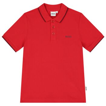 Boys Red Logo Polo Shirt