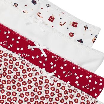 Girls Red & White Briefs (4 Pack)