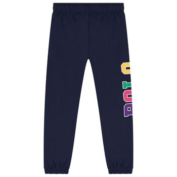 Girls Navy Blue Logo Joggers