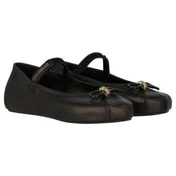 Girls Black Bow Shoes