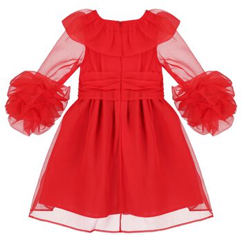 Girls Red Chiffon Dress