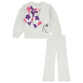 Girls Grey Logo Bow Legging Set